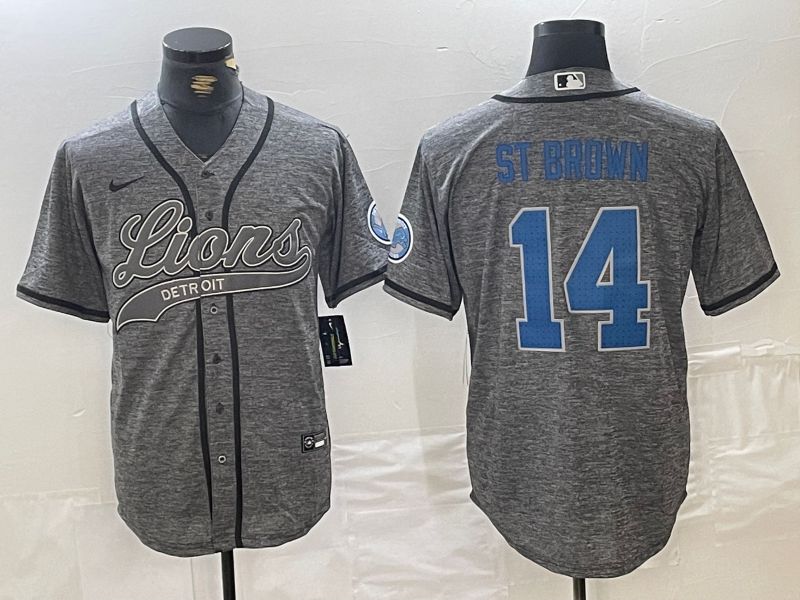 Men Detroit Lions #14 ST Brown Grey Joint Name 2024 Nike Limited NFL Jersey style 1->detroit lions->NFL Jersey
